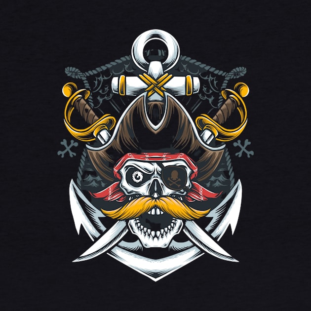 mustache skull pirate by pmarekhersey